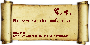 Milkovics Annamária névjegykártya